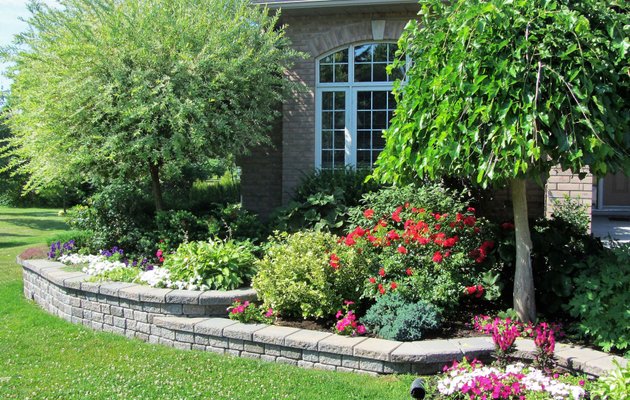 Landscape with trimmed hedges and walkway
