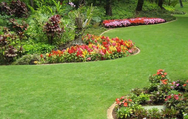 Front porch with mulch and ornamental plants